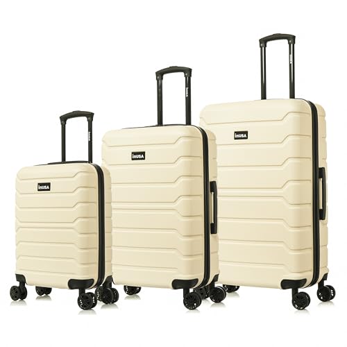 InUSA TREND 3-Piece Hardside Spinner Luggage Set 20/24/28in Durable Sand - color: Sand, size: 3-Piece Set (Carry-on, Medium, Large)