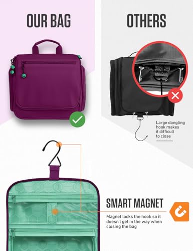 VENTURE 4TH Hanging Travel Toiletry Bag, 18 Compartments - Purple/Mint - color: Purple/Mint