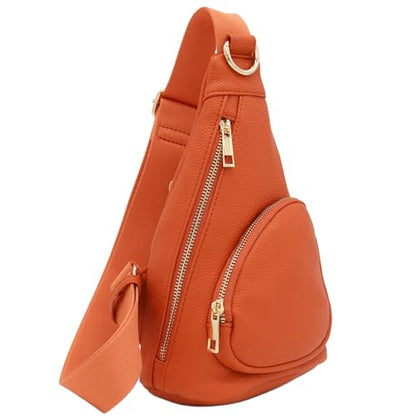 FashionPuzzle Compact Triangle Sling Bag - color: Burnt Orange