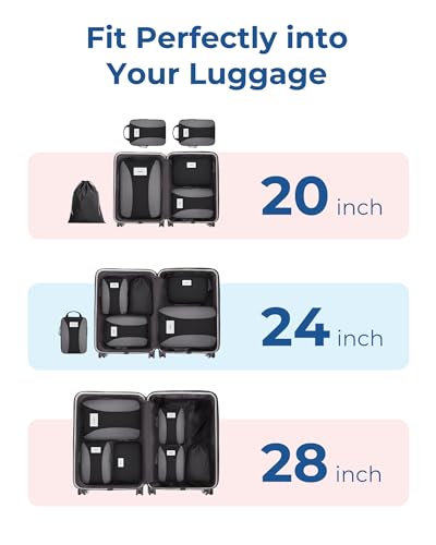 BAGSMART Compression Packing Cubes, Lightweight Travel Essentials - color: Deep Black, size: 6 Set