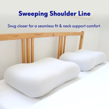C CUSHION LAB Deep Sleep Pillow, Patented Ergonomic Contour Design for Side & Back Sleepers, Orthopedic Cervical Shape Gently Cradles Head & Provides Neck Support & Shoulder Pain Relief - Calm Grey