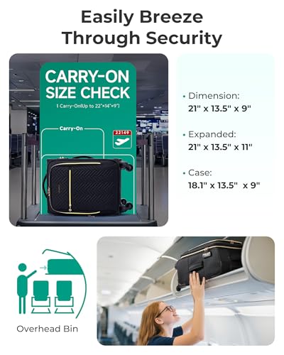 BAGSMART 20" Softside Expandable Spinner Carry-On, Airline Approved (Black) - color: Black