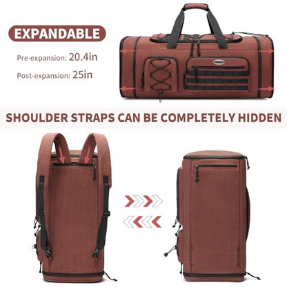 BOSSTIN Gym Bag for Men & Women, 45L-50L Expandable Sports Duffle Bag - color: Coffee Checkered