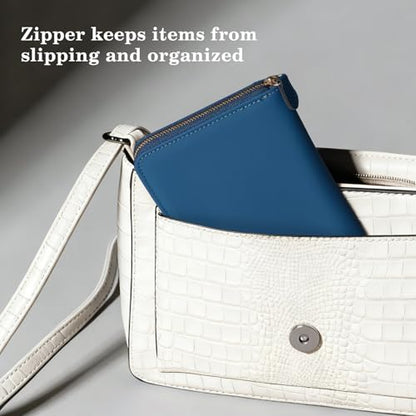 CoBak Passport Holder Cover with Safe Zipper Closure - color: Dark Blue
