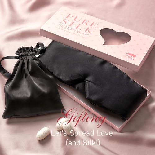 LitBear Silk Sleep Mask for Side Sleeper, Eye Mask Sleeping for Women Men - color: Black