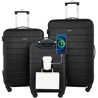 Wrangler Smart Spinner Hardside Luggage, 3 Piece Set, Black - color: Black, size: 3 Piece Set