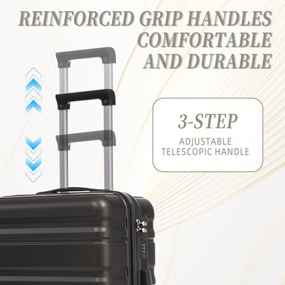GDFStudio 20/24/28 Inch 3 Piece Luggage Set, ABS Hard Shell Spinner Suitcase with 360° Silent Wheels, Expandable Capacity,Combination Lock, Retractable Handle, Carry On & Checked Suitcases,Dark Gray - color: Dark Gray, size: 20/24/28In