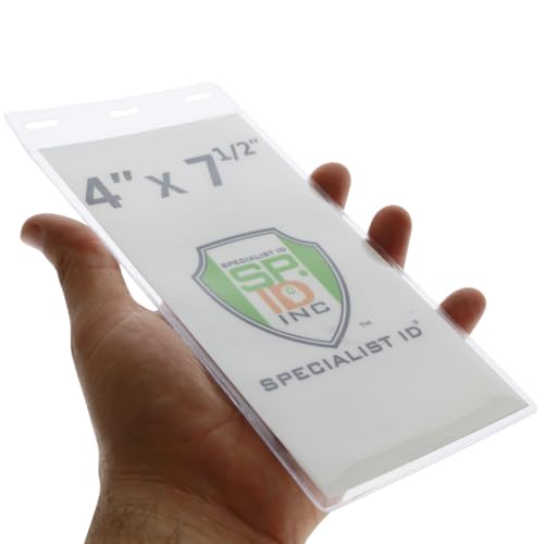 Bulk 100 Pack - Vertical Oversize 4X7 Inch - Extra Large Credential or Ticket Holder for Pit Passes & Special Events (4 X 7 1/2 Inch Insert) by Specialist ID - size: 100 Pack