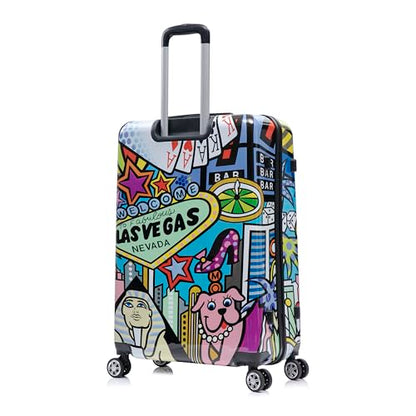 InUSA Cities Print Luggage with Spinner Wheels | Durable Lightweight Hardside Suitcase | Travel Bag with Handle and Trolley | (20in, 24in, 28in) 3 Piece Set - color: Cities, size: 3 Piece Set (20/24/28)