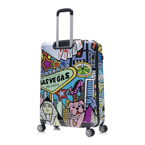 InUSA Cities Print Luggage with Spinner Wheels | Durable Lightweight Hardside Suitcase | Travel Bag with Handle and Trolley | (20in, 24in, 28in) 3 Piece Set - color: Cities, size: 3 Piece Set (20/24/28)