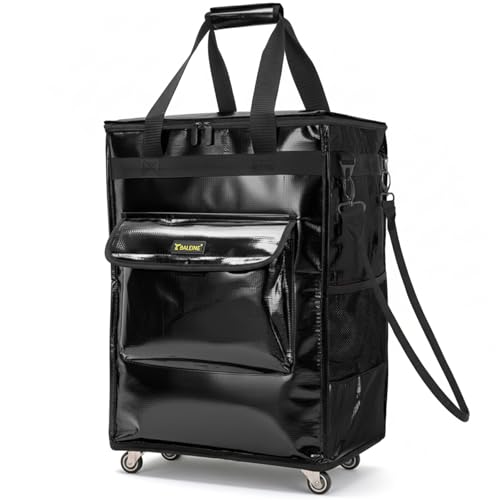 BALEINE Reusable Grocery Bag on Wheels, Foldable Rolling Tote Bag - color: Black, size: Large