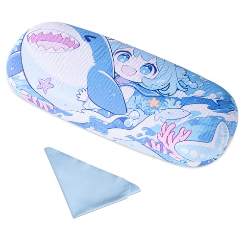 PERFECTSIGHT Hard Shell Eyeglasses Case, PU Leather Protective Glasses Case, Cute Eyeglass Case for Women Men Girls - color: Shark