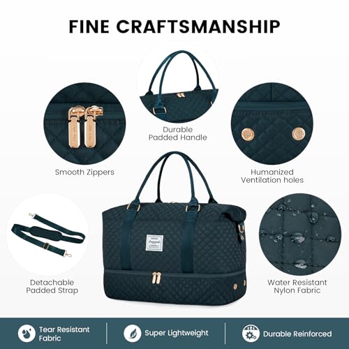 LOVEVOOK Travel Duffle Bag,Weekender Bags for Women with Shoe Compartment - color: Peacock Blue-b, size: Large-2 Pcs
