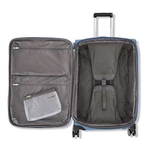Samsonite 3-PC Soft-Sided 21/25/29” (Carry-On, Medium, Large Checked), Lightweight Expandable Element Luggage Set: 2 Front & Side Pocket, Four Spinner Wheels, Adjustable Handle, Durable- Captains Blue - color: Captains Blue, size: 3-Piece Set (21/25/29)