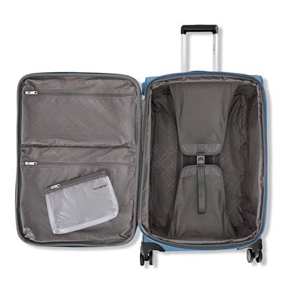 Samsonite Soft-Sided 29-Inch Lightweight Large Checked Expandable Element Suitcase: Durable, 360° Spinner Wheels, Adjustable Telescopic Handle, 2 Front & 1 Side Pocket- Captains Blue - color: Captains Blue, size: 29-Inch Checked-Large