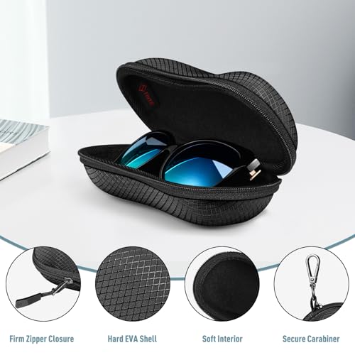 FINTIE Sunglasses Case, Hard EVA Shell Shockproof Sport Glasses Case - color: Black