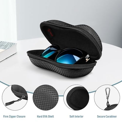 FINTIE Sunglasses Case, Hard EVA Shell Shockproof Sport Glasses Case - color: Black