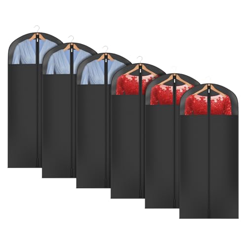 Univivi Garment Bag Suit Bag for Storage and Travel, 54 Inch, Set of 6 - size: 24"X54"-6pcs - Black