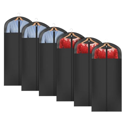 Univivi Garment Bag Suit Bag for Storage and Travel, 54 Inch, Set of 6 - size: 24"X54"-6pcs - Black