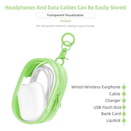 Linsaner 1 Pack Transparent Tech Pouch Storage Bag, Green - color: B6-Green