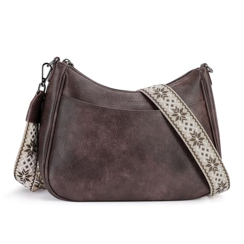 APHISON Trendy Leather Crossbody Purse, Women's Shoulder Handbag - color: 06-taupe