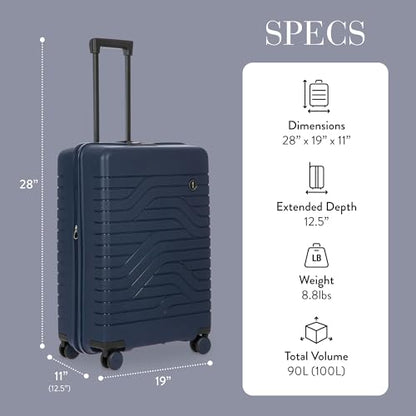 Bric's B|Y Ulisse Checked Luggage with Spinner Wheels – Expandable Lightweighted Hard Shell Suitcase, TSA Combination Lock - Removeable Wash Bag Included - 28 Inch, Ocean Blue - color: Ocean Blue, size: Checked-medium