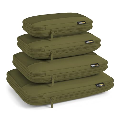 4 Piece Compression Packing Cubes for 3–7 Day Travel, Space Saving Travel Organizers with Breathable Mesh, Double-Zipper Packing Cubes for Carry-On & Suitcases (Green) - color: Green, size: 4 Pack