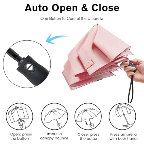 G4Free 40 Inch Travel Compact Umbrella Mini Sun UV Protection Umbrella - color: Pink