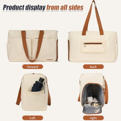 Cosbarn Luggage Sets 5 Piece, Hardshell Suitcase with Spinner Wheels - color: Beige