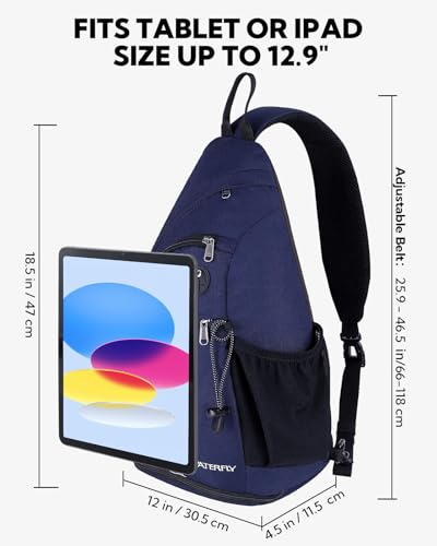 WATERFLY Large Sling Bag Crossbody Backpack Chest Pack for Men Women - color: Blue