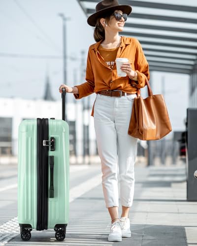 Carry On Luggage 22x14x9 Airline Approved, Suitcases with Wheels - color: Mint, size: S(carry-on-20")