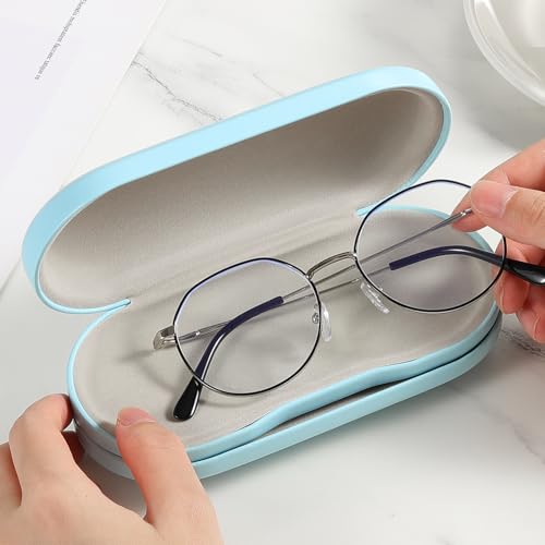 MoKo Double Eyeglass Case,Glasses and contact case 2 in 1 with Mirror - color: Ad-light Blue