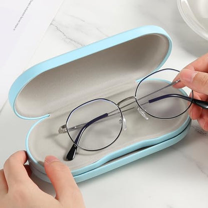 MoKo Double Eyeglass Case,Glasses and contact case 2 in 1 with Mirror - color: Ad-light Blue