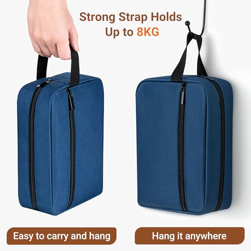 Elviros Hanging Toiletry Bag, Lightweight Travel Dopp Kit, Small, Navy Blue - color: Navy Blue, size: Small