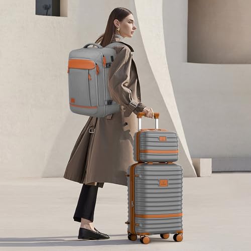 Joyway Expandable Luggage Sets 5 Piece, Lightweight Hard Shell Travel Suitcase Set with Spinner Wheels and TSA Lock, Grey - color: Grey, size: 6 piece set（13/20/24/28）