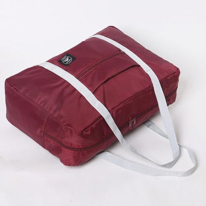 Travel Bag 12 Packes Carry on Luggage Foldable Duffel Bag Sports Gym Bag Weekender Overnight Bag Water Resistant Nylon Travel Duffel for Men Women (Red 12PCS) - color: Red 12