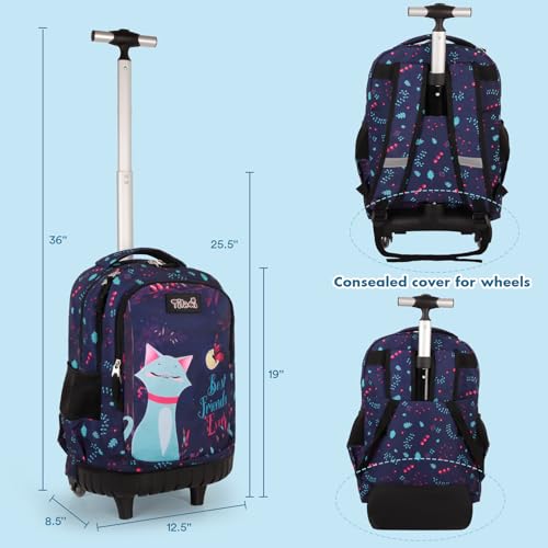 Tilami Rolling Backpack for Boys and Girls,Night cat - color: Night Cat