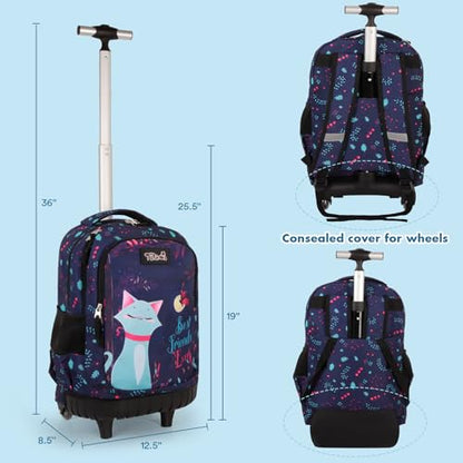 Tilami Rolling Backpack for Boys and Girls,Night cat - color: Night Cat