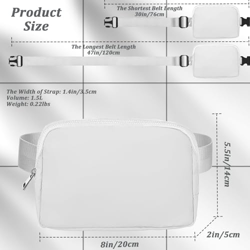 Fanny Pack for Women and Men, 1L Mini Nylon Belt Bag, White - color: White