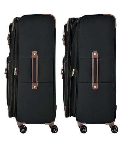 London Fog Nottingham 4 Piece Softside Luggage Set (USB, 20, 25 & 29), Black Chestnut - color: Black Chestnut