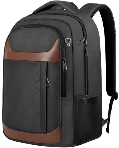 17" Travel Laptop Backpack, Airline Approved Bag, Black Brown - color: Black Brown, size: 17.3 Inch(40L)
