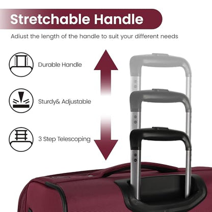 28'' Luggage with Spinner Wheels,Checked Softside Luggage - color: Burgundy, size: Checked-Large 28-Inch