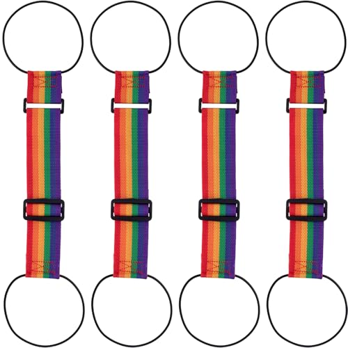 4 Pcs Rainbow Luggage Connector Straps, Adjustable Straps for Suitcases - color: Rainbow, 4pcs