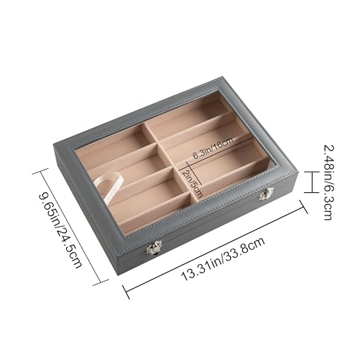 Frebeauty 8-Slot Sunglass Organizer,Sunglass Holder with Clear Lid - color: Grey, size: With Lid
