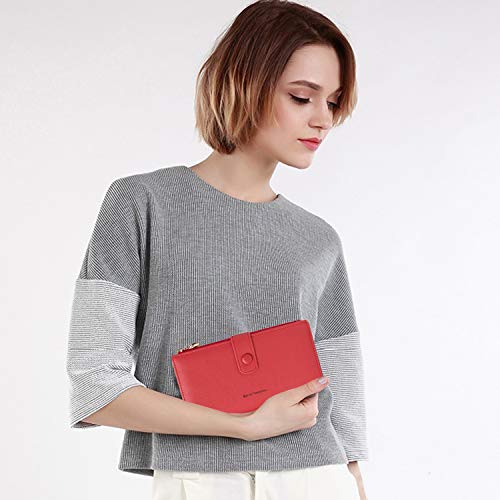 myfriday Touch Screen RFID Phone Crossbody Purse with 2 Straps for Women - color: B-red
