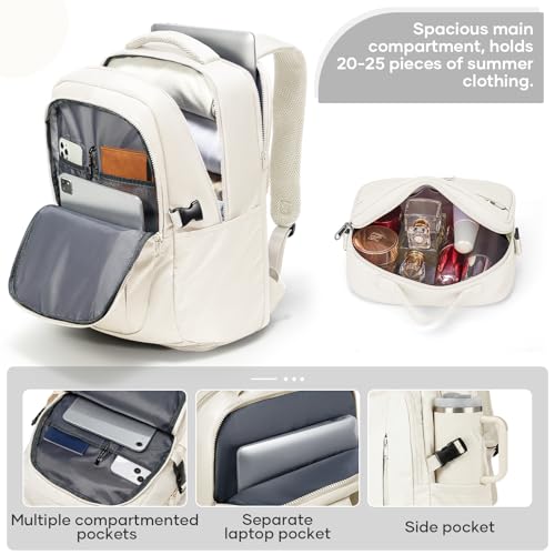 suwasp Travel Backpack for Women Airline Approved Carry On, Large Laptop Backpack for Men, Flight Approved Luggage Backpack (Beige-with Toiletry Bag) - color: Beige-with Toiletry Bag