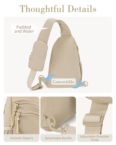 Sling Bag Crossbody Bags for Women with Anti-theft RFID Blocking Pocket - color: Large Khaki, size: Large