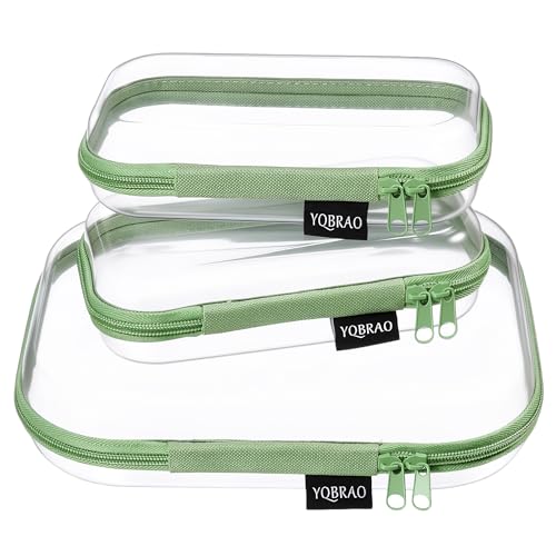 YQBRAO Clear Hard Shell Organizer Cases, 3-Pack, Green - color: Green, size: MSS