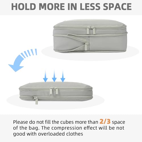 BAGAIL 4 Set/6 Set/8 Set Compression Packing Cubes Travel Accessories Expandable Packing Organizers (Square Mesh, 06-Grey) - color: 06-Grey, style: Square Mesh