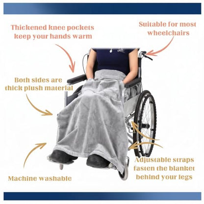 Newwiee Christmas Wheelchair Blanket with Pouch, Grey, Simple - color: Grey